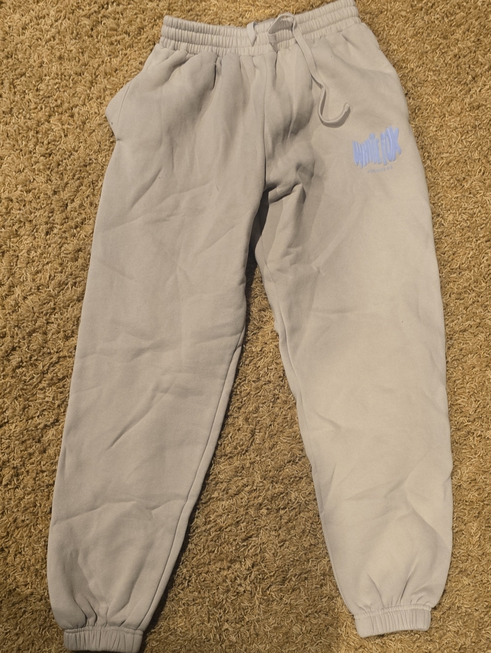 White Fox Tan Jogger Sweatpants with Logo